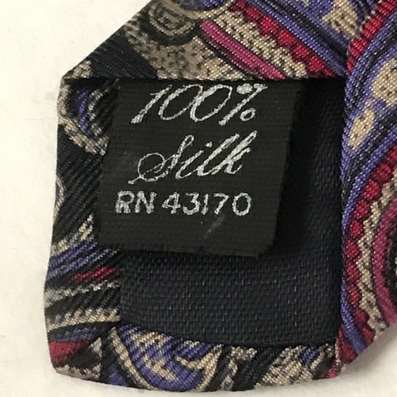 Pink Purple Silk Paisley Tie with Gray & Black - Picture 3 of 13